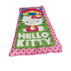 Hello Kitty Child's Sleeping Bag Pink Green Polka Dots Sleepover